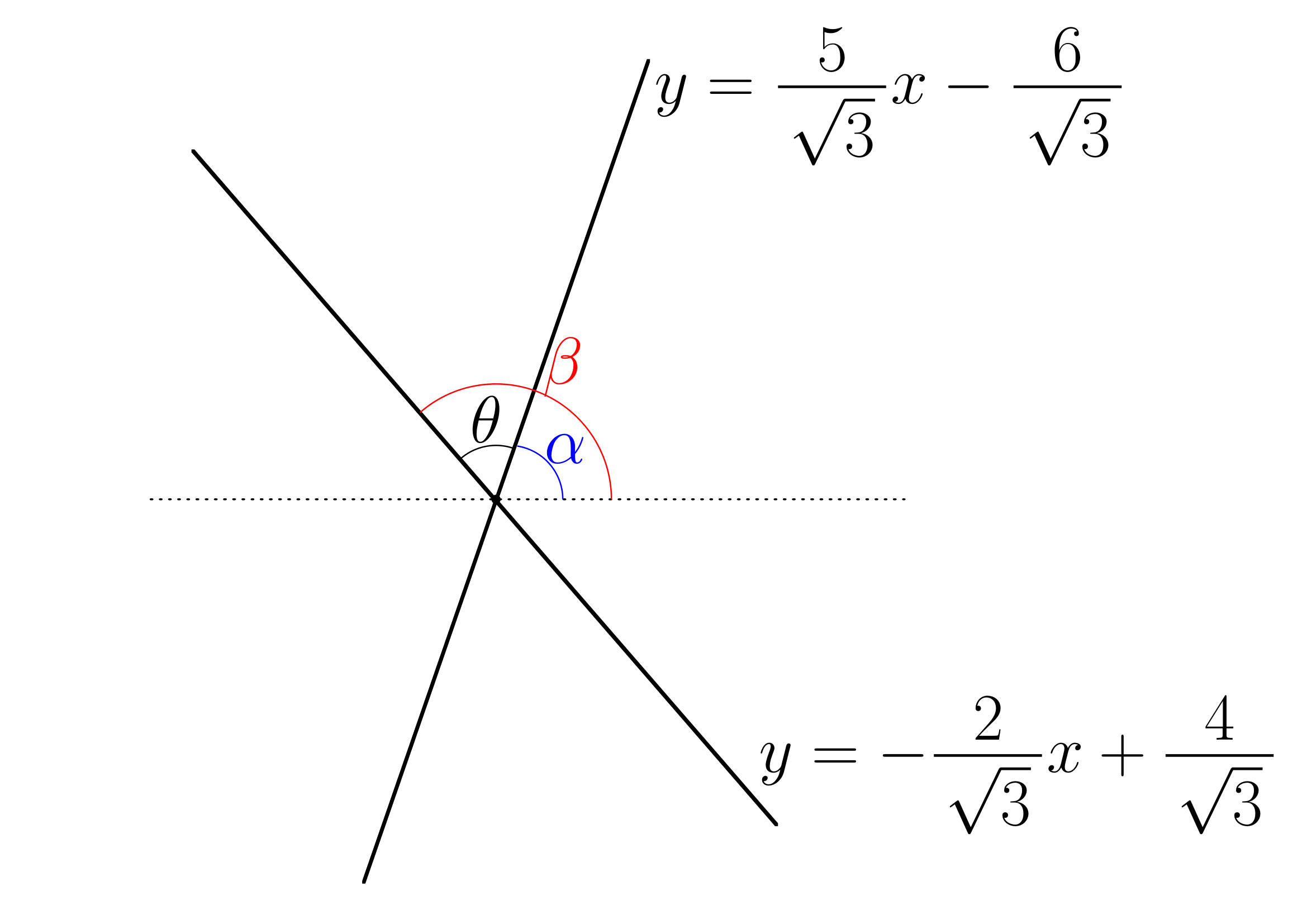 2直線のなす角を求める方法(加法定理利用)練習1