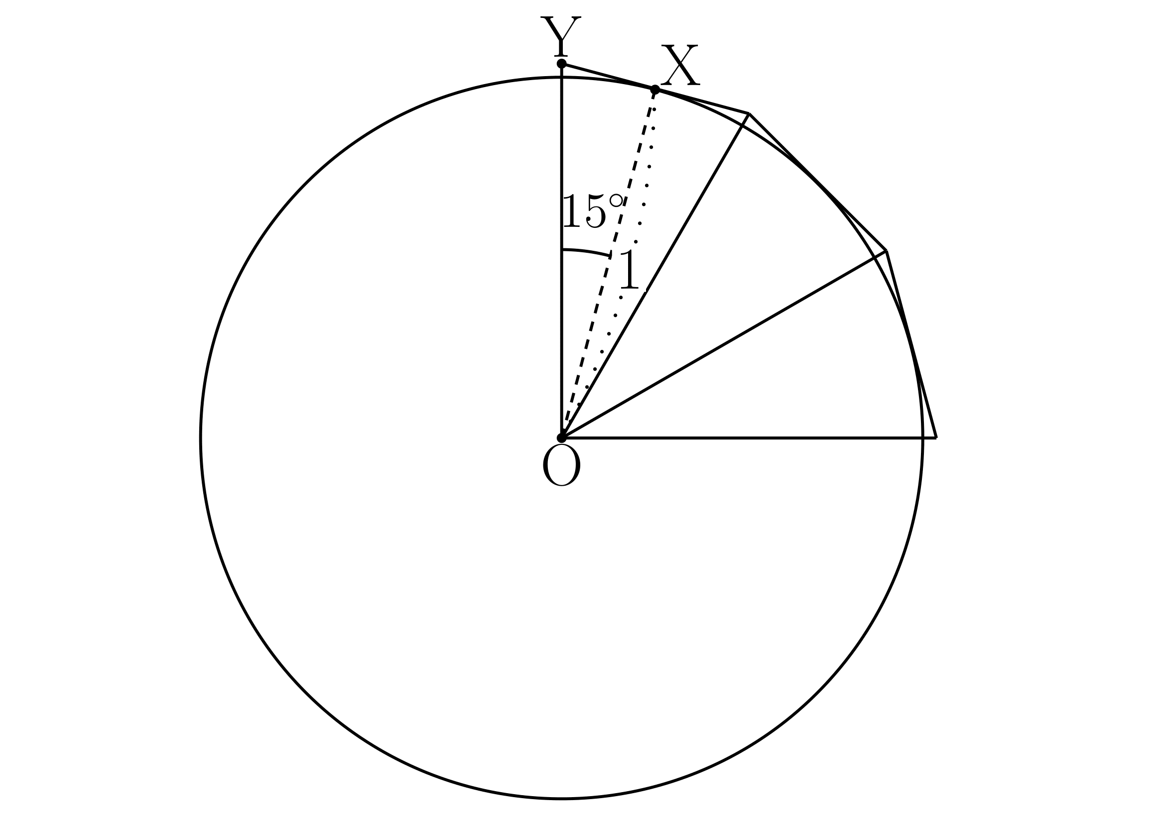 半径1の円に外接する正十二角形の面積
