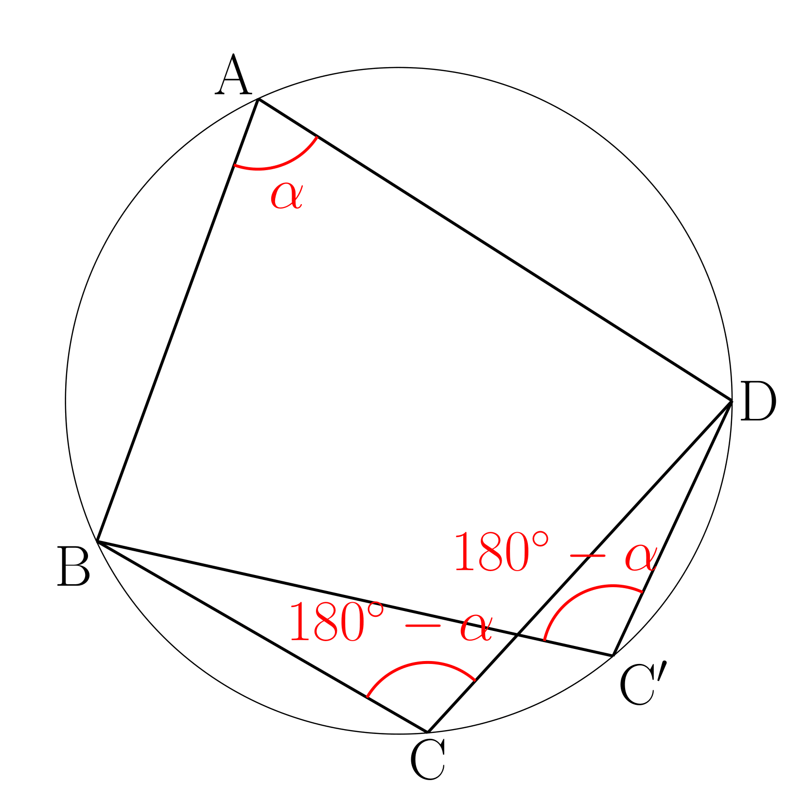 四角形が円に内接する条件の証明